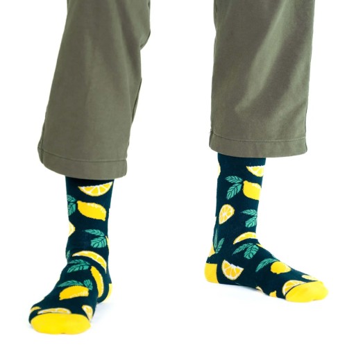 Billy Brown Socks | Men's Lemon Socks | Green & Yellow