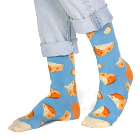 Billy Brown Socks | Men's Cheese Socks | Blue & Yellow