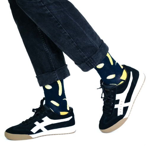 Billy Brown Socks | Men's Banana Socks | Blue & Yellow