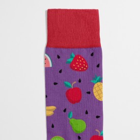 Billy Brown Socks | Women's Tropical Fruit Socks | Purple & Red