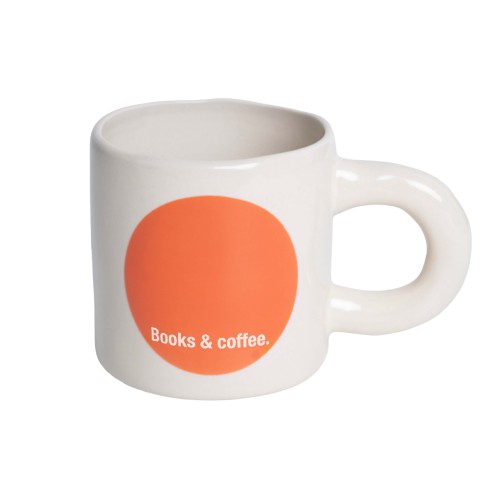 Helio Ferretti | Books & Coffee Art Design Mug | Orange