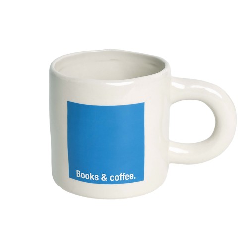 Helio Ferretti | Books & Coffee Art Design Mug | Blue