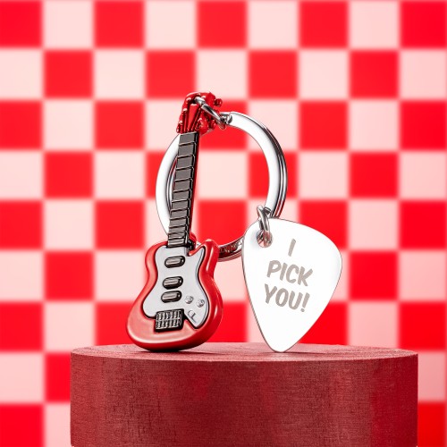Metalmorphose | Electric Guitar & Pick Keyring | Red