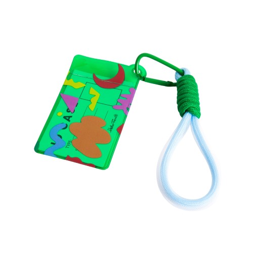 Helio Ferretti | Card Holder with Carabiner Clip | 80s Abstract | Green