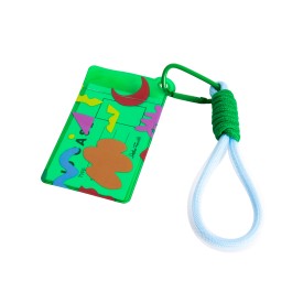 Helio Ferretti | Card Holder with Carabiner Clip | 80s Abstract | Green