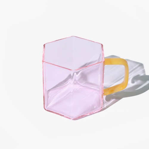 Helio Ferretti | Geometric Glass Mug | Pink/Yellow