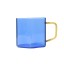 Helio Ferretti | Geometric Glass Mug | Blue/Yellow