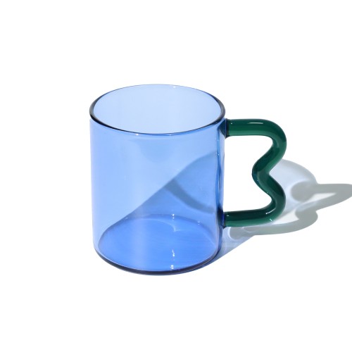 Helio Ferretti | Wave Handled Glass Mug | Sapphire