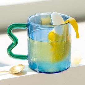 Helio Ferretti | Wave Handled Glass Mug | Sapphire