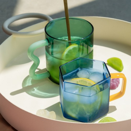Helio Ferretti | Wave Handled Glass Mug | Jade