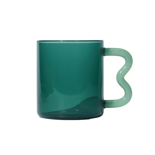 Helio Ferretti | Wave Handled Glass Mug | Jade