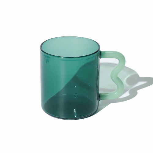 Helio Ferretti | Wave Handled Glass Mug | Jade