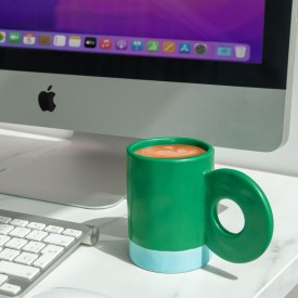 Helio Ferretti | Ceramic Mug with Statement Handle | Green