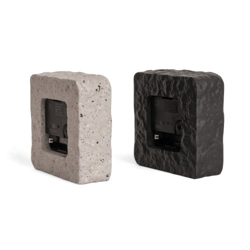 Helio Ferretti | Square Stone-Look Mantel Clock | Black