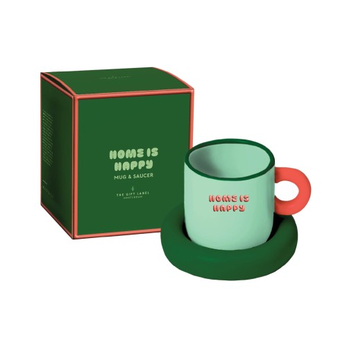 The Gift Label | Living Collection | Mug & Saucer | Home Is Happy