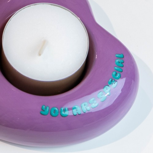 The Gift Label | Living Collection | Tealight Holder | Heart | Purple