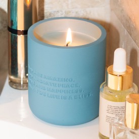 The Gift Label | Studio Collection | Cement Candle | Your Vibes are Amazing | Blue | 170g