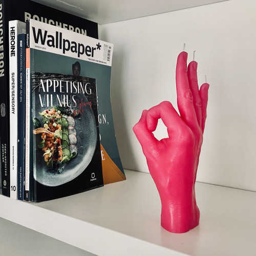 CandleHand | 'OK' Candle | Pink