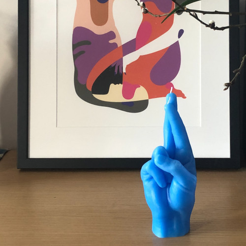 CandleHand | 'Fingers Crossed' Candle | Blue