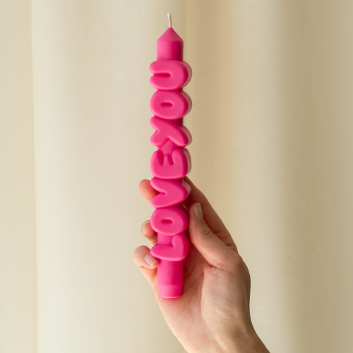 CandleHand | 'Love You' Taper Candle | Pink