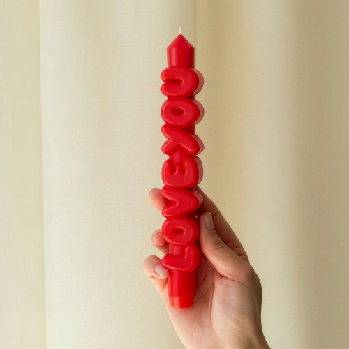 CandleHand | 'Love You' Taper Candle | Red