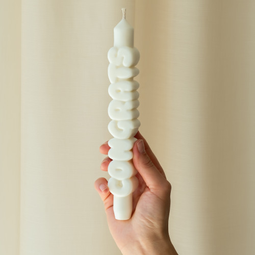 CandleHand | 'Congrats' Taper Candle | White