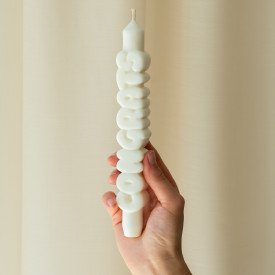 CandleHand | 'Congrats' Taper Candle | White