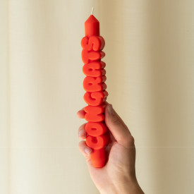 CandleHand | 'Congrats' Taper Candle | Orange