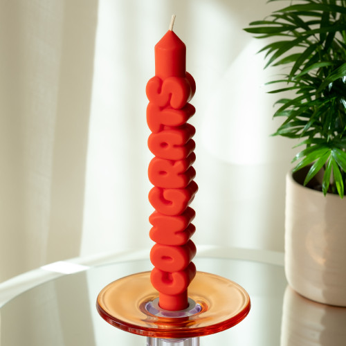 CandleHand | 'Congrats' Taper Candle | Orange