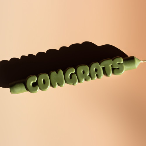 CandleHand | 'Congrats' Taper Candle | Olive