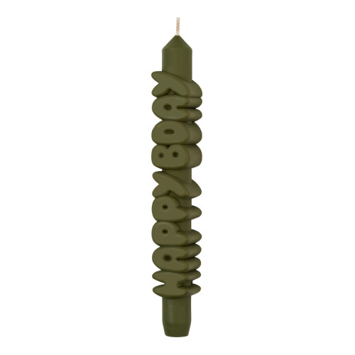 CandleHand | 'Happy Bday' Taper Candle | Olive