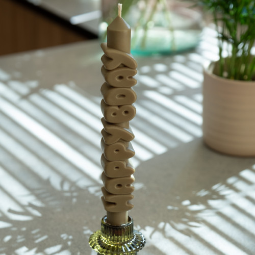 CandleHand | 'Happy Bday' Taper Candle | Olive