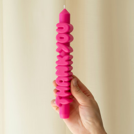 CandleHand | 'Thank You' Taper Candle | Pink