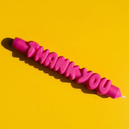 CandleHand | 'Thank You' Taper Candle | Pink