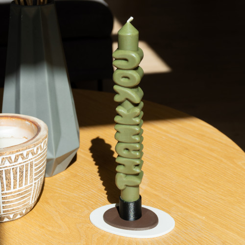 CandleHand | 'Thank You' Taper Candle | Olive