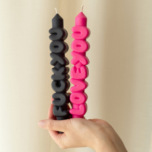 CandleHand | Mixed Signals Taper Candles | Black/Pink | Set of 2