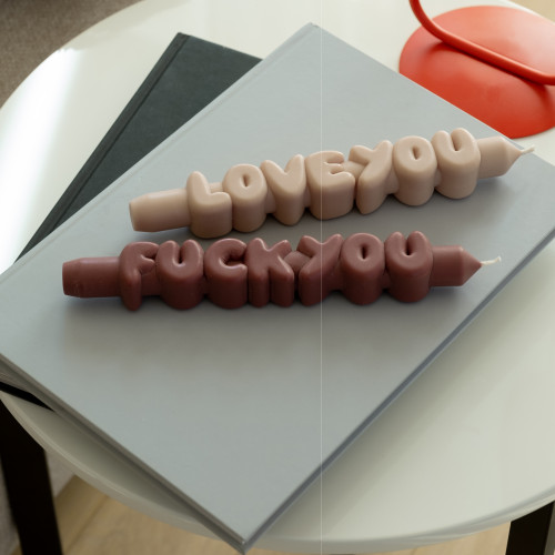 CandleHand | Mixed Signals Taper Candles | Mocha/Cream | Set of 2