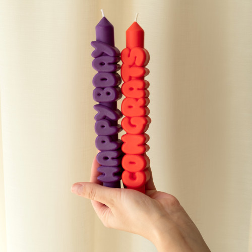 CandleHand | Birthday Taper Candles | Indigo/Orange | Set of 2