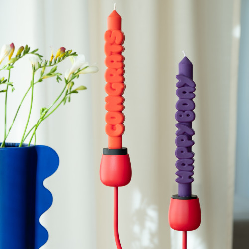 CandleHand | Birthday Taper Candles | Indigo/Orange | Set of 2