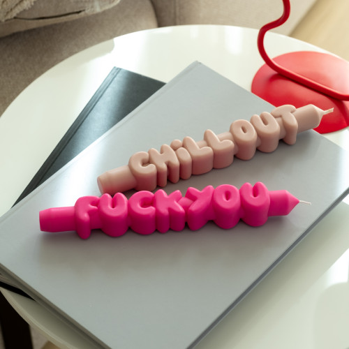 CandleHand | Anger Management Taper Candles | Pink/Cream | Set of 2