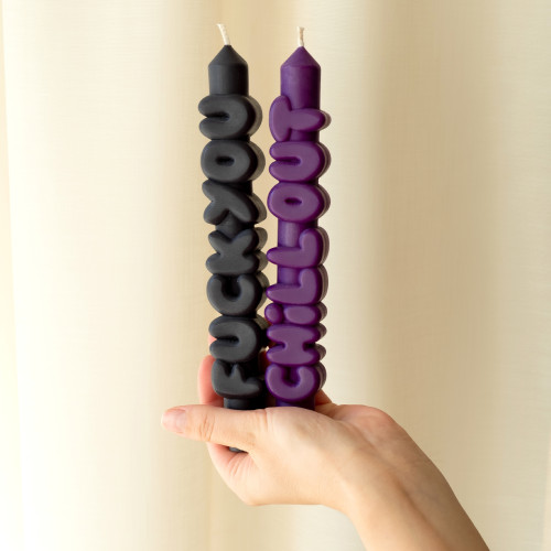 CandleHand | Anger Management Taper Candles | Black/Indigo | Set of 2