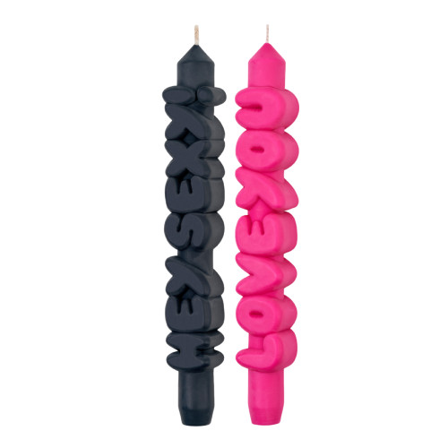 CandleHand | Sweet Talk Taper Candles | Black/Pink | Set of 2