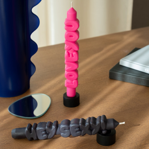 CandleHand | Sweet Talk Taper Candles | Black/Pink | Set of 2