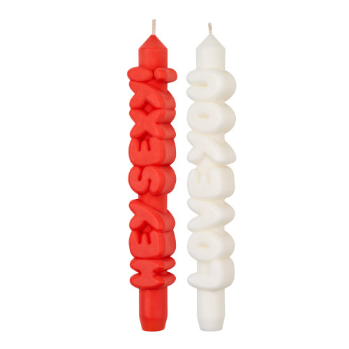 CandleHand | Sweet Talk Taper Candles | Orange/White | Set of 2