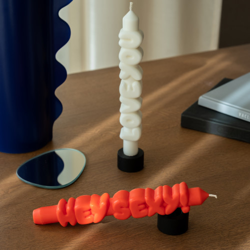 CandleHand | Sweet Talk Taper Candles | Orange/White | Set of 2