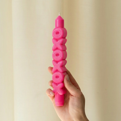 CandleHand | 'XOXOXO' Taper Candle | Pink