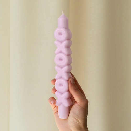 CandleHand | 'XOXOXO' Taper Candle | Lilac
