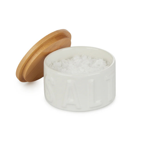 Balvi | Ceramic Salt Cellar with Bamboo Lid | White