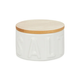 Balvi | Ceramic Salt Cellar with Bamboo Lid | White
