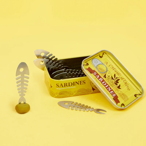 Balvi | 'Conserverie' Stainless Steel Snack Forks | Sardines | Set of 6